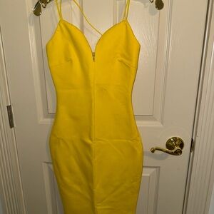 Elegant Yellow Spaghetti Strap Dress